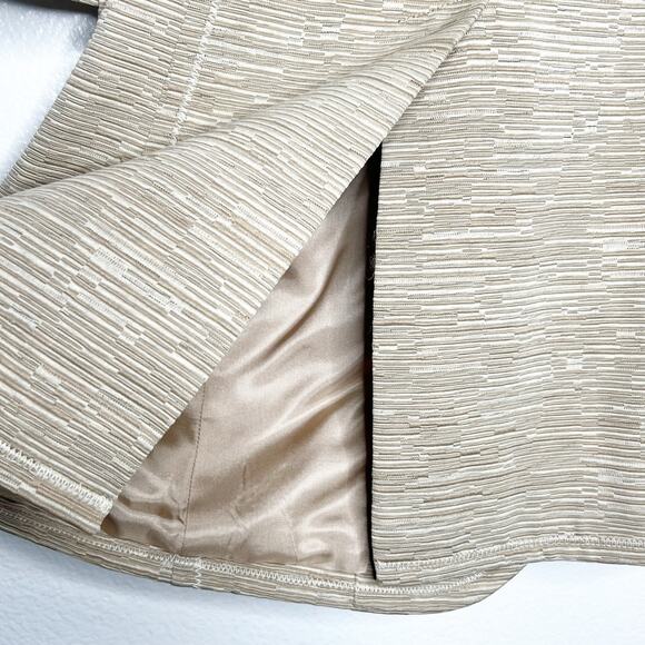 NINE WEST Button Blazer Coat 3/4 Sleeve Notch Lapel Metallic Beige Size Medium - Picture 9 of 14